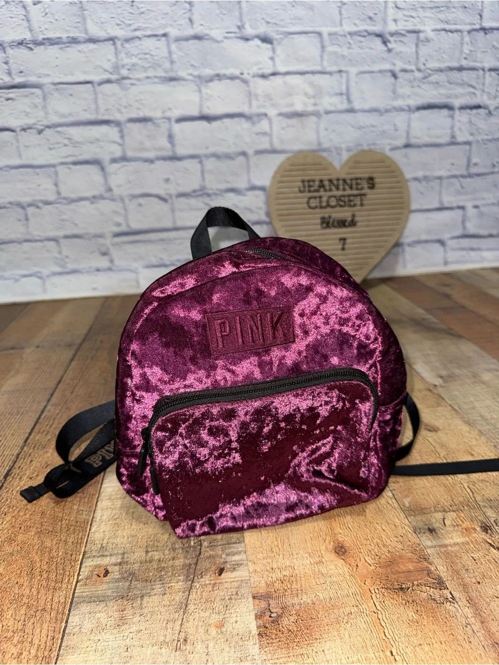 Victoria's Secret PINK Burgundy Crushed
Velvet Mini Backpack